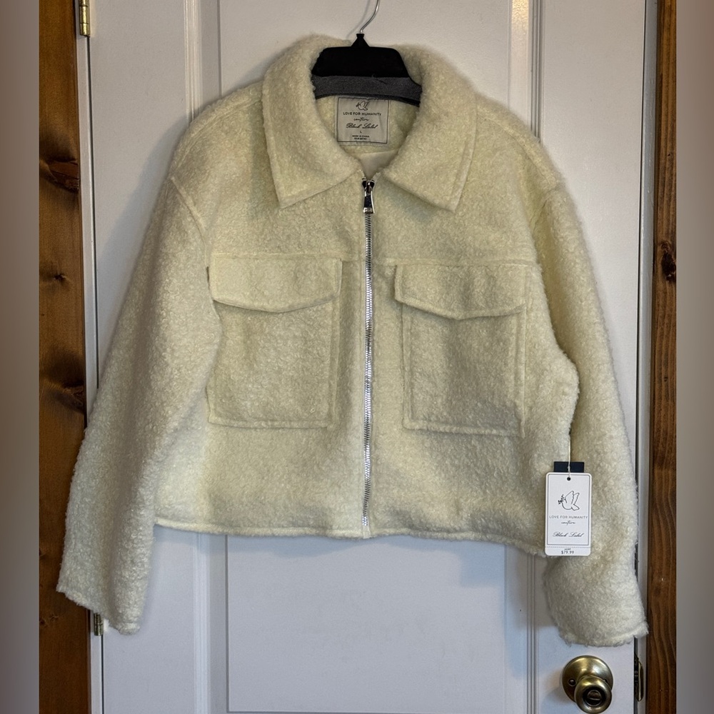Love For Humanity Cream Wool Blend Women's Jacket - Size L